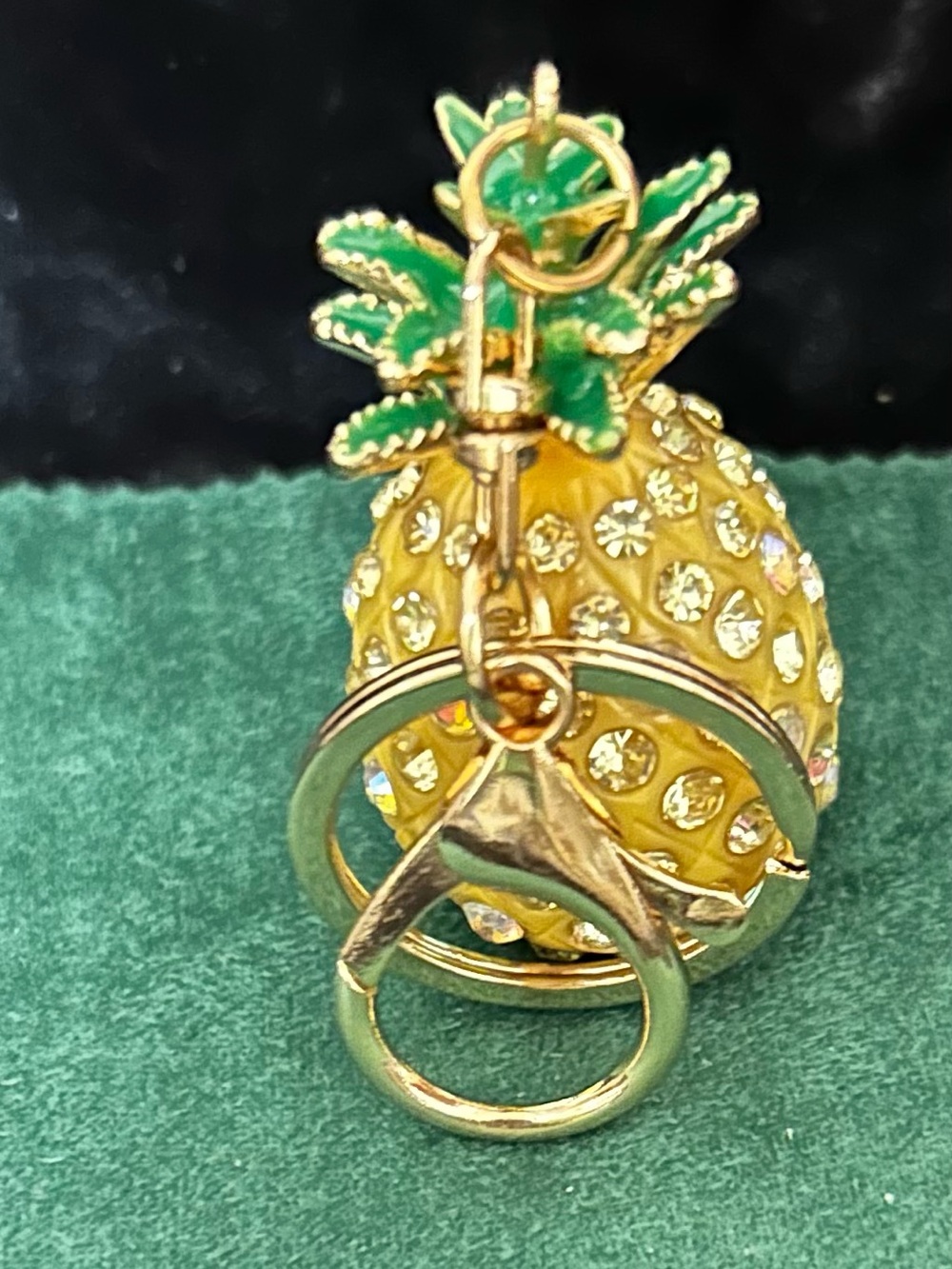 Gold-Tone Pineapple Crystal Keychain Pendant - Green & Yellow - Picture 2 of 6